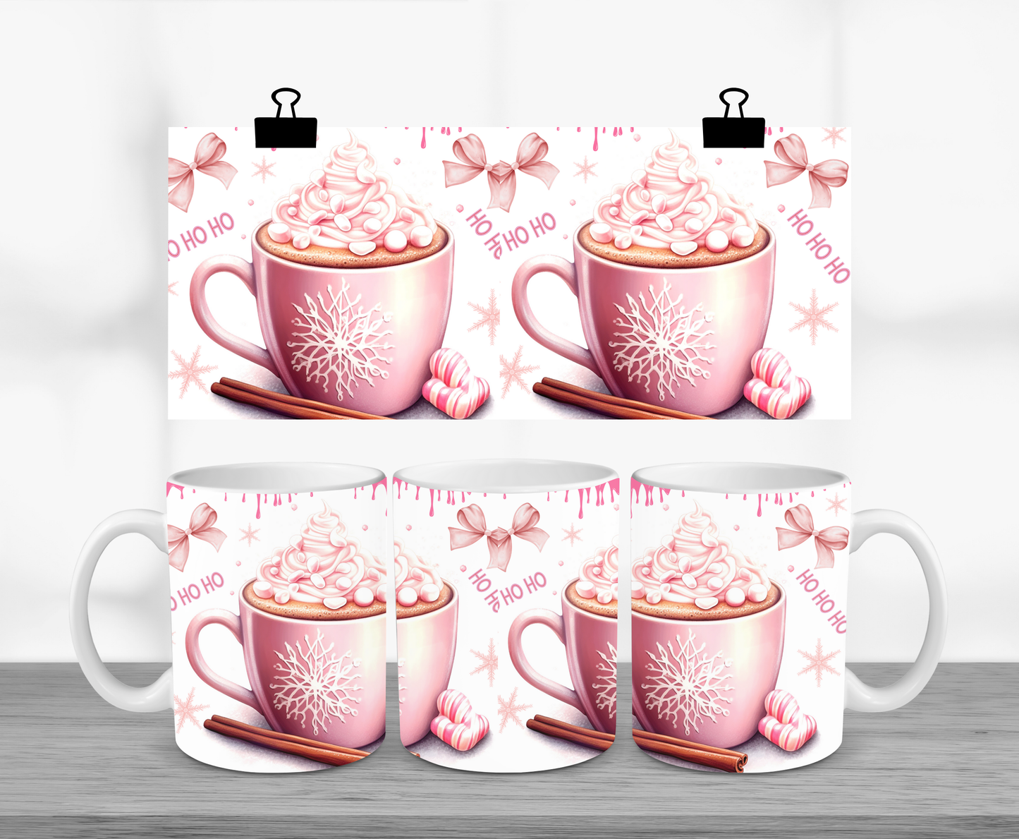 Pink Christmas Hot Chocolate 11oz Mug