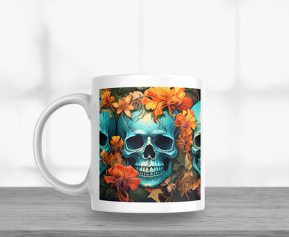 Blue Halloween Skulls 11oz Mug