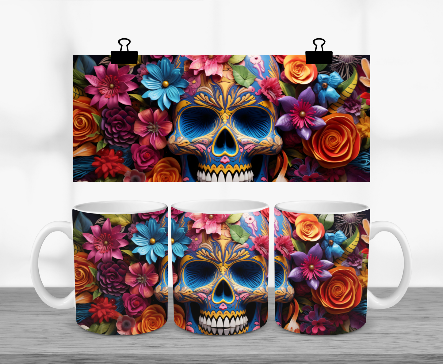 Colourful Halloween Skull 11oz Mug