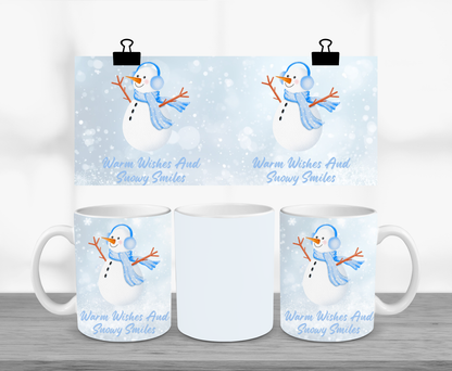 Warm Wishes & Snowy Smiles Snowman Christmas 11oz Mug