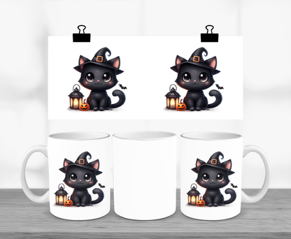 Black Cat With Witches Hat 11oz Mug