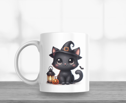 Black Cat With Witches Hat 11oz Mug
