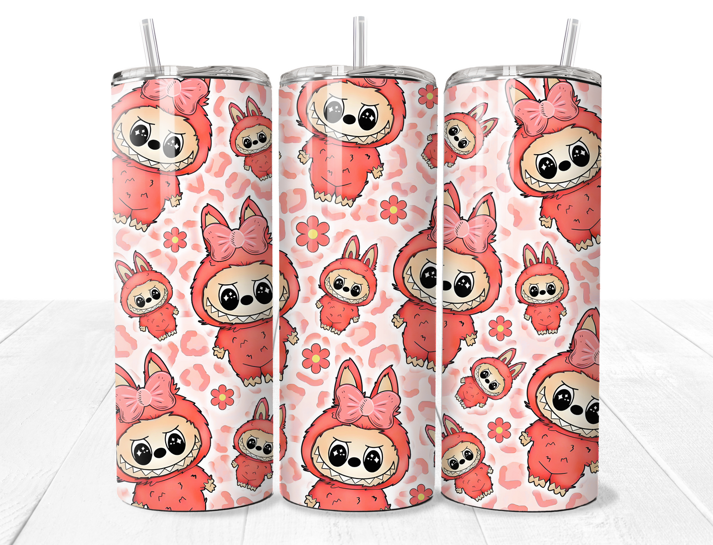 Labubu Flower Pattern 20oz Stainless Tumbler - Pre Order