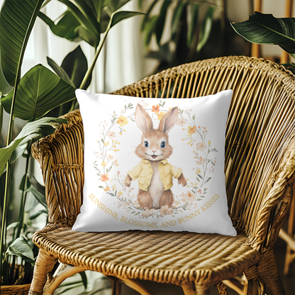 Sunshine, Blossom & Bunny Kisses Spring Yellow Design Cushion Cover 40x40CM