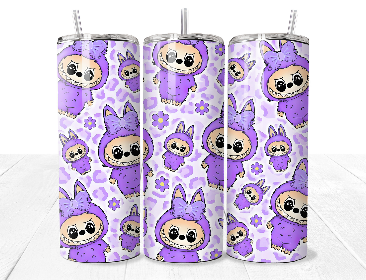 Labubu Flower Pattern 20oz Stainless Tumbler - Pre Order