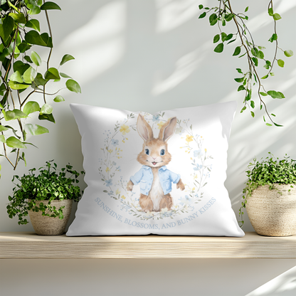 Sunshine, Blossom & Bunny Kisses Spring Pale Blue Design Cushion Cover 40x40CM