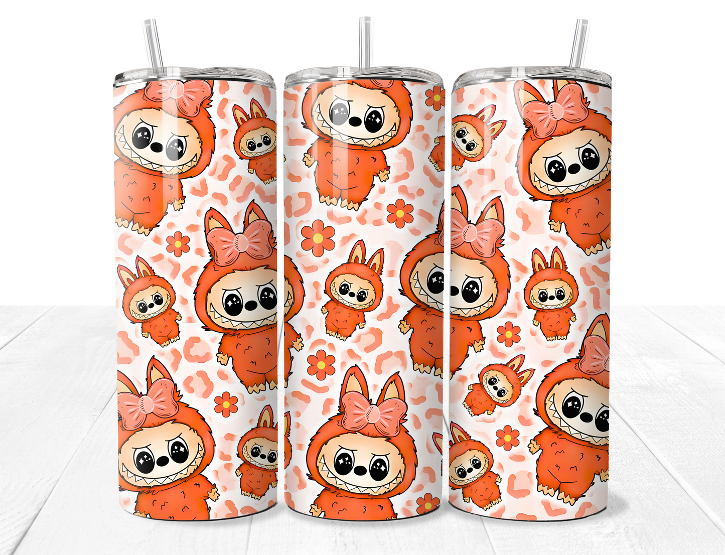 Labubu Flower Pattern 20oz Stainless Tumbler - Pre Order