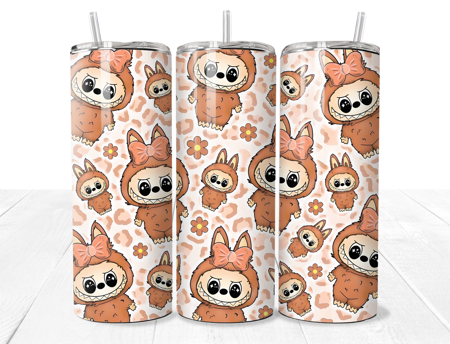 Labubu Flower Pattern 20oz Stainless Tumbler - Pre Order