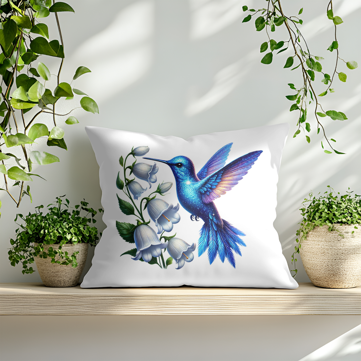 Blue Hummingbird Spring Design Cushion Cover 40x40CM