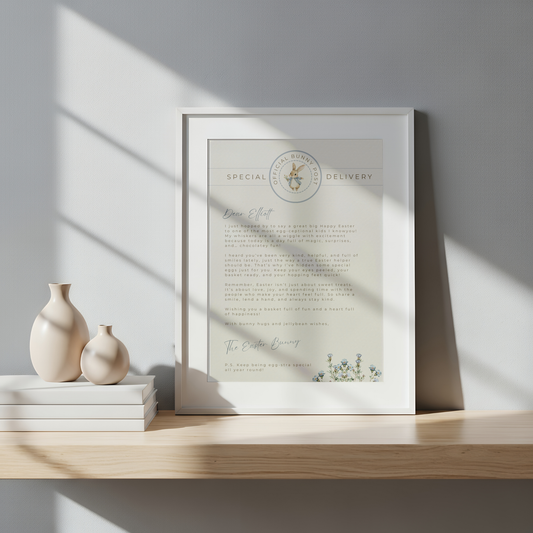 Personalised Easter Bunny Letter & Certificate | A4 Print Blue/Pink | Pay What You Can Afford