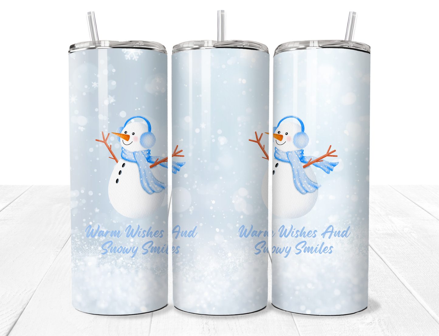 Warm Wishes & Snowy Smiles Snowman Christmas 20oz Stainless Tumbler