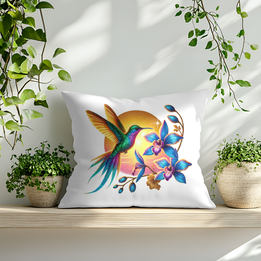 Vibrant Colourful Hummingbird Spring Design Cushion Cover 40x40CM