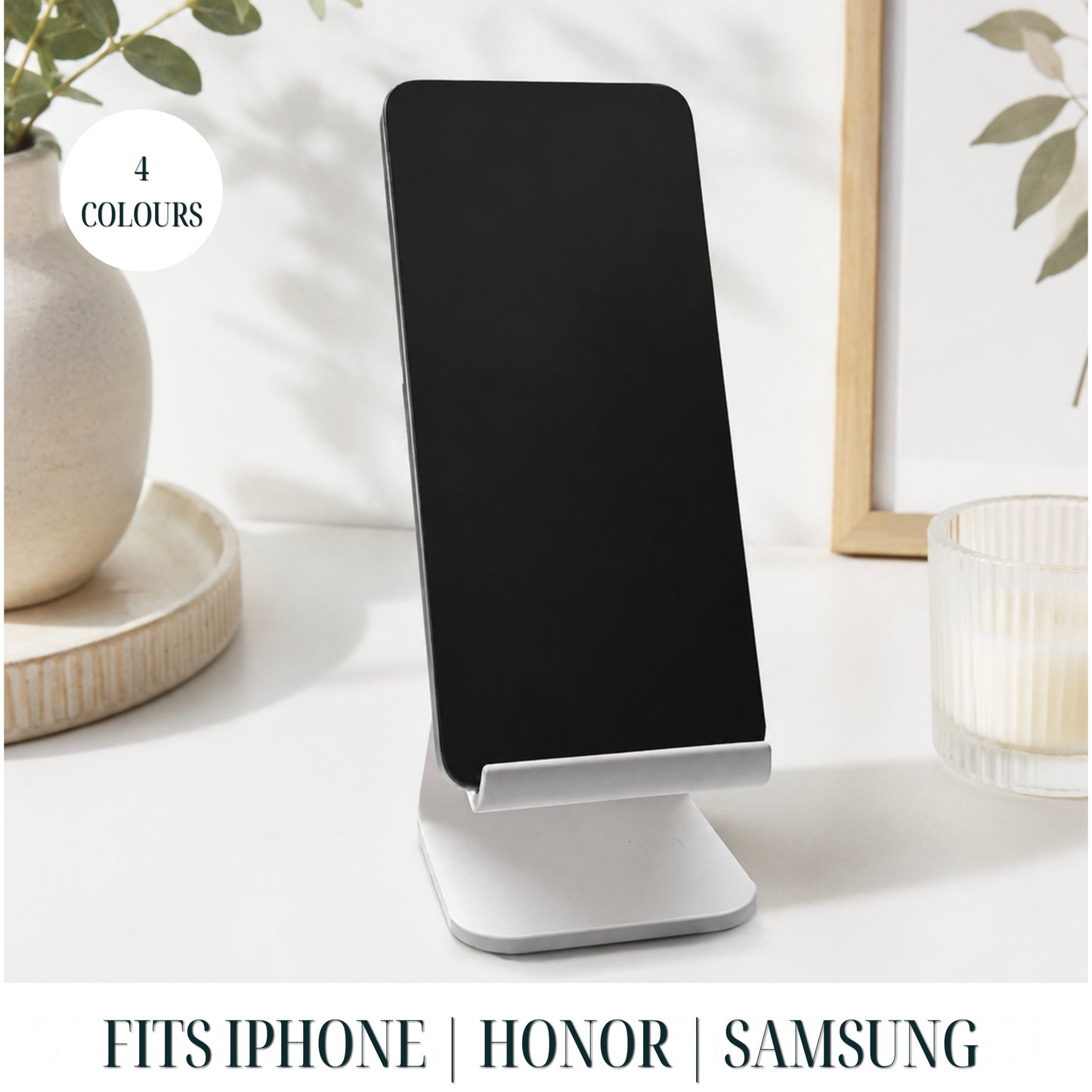 3D Printed Minimalist Modern Phone Stand With Charger Slot | Nightstand Smartphone Accessories