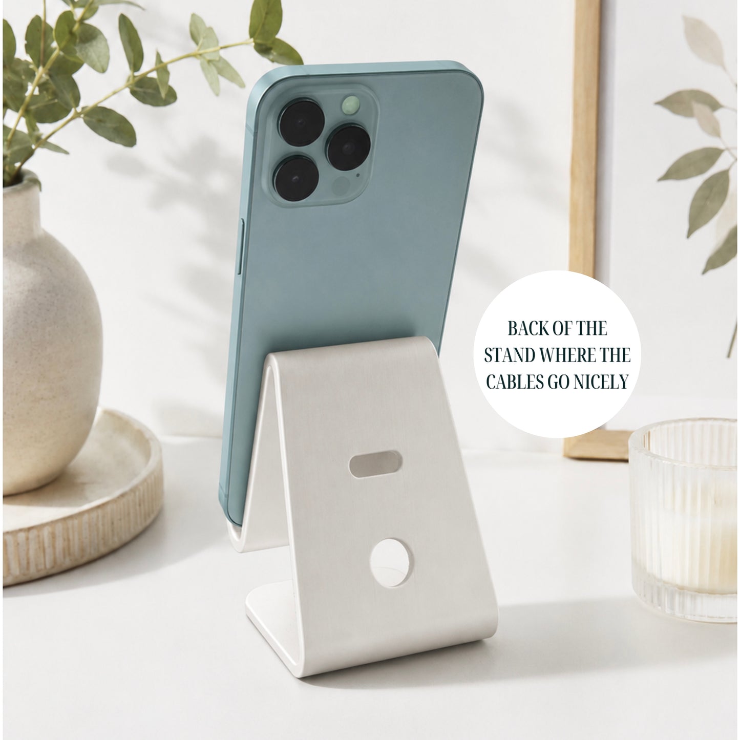 3D Printed Minimalist Modern Phone Stand With Charger Slot | Nightstand Smartphone Accessories