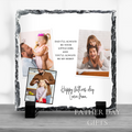 A personalized Father's Day gift featuring a collage of photos of a father and his daughter, along with a message expressing love and appreciation for the father.