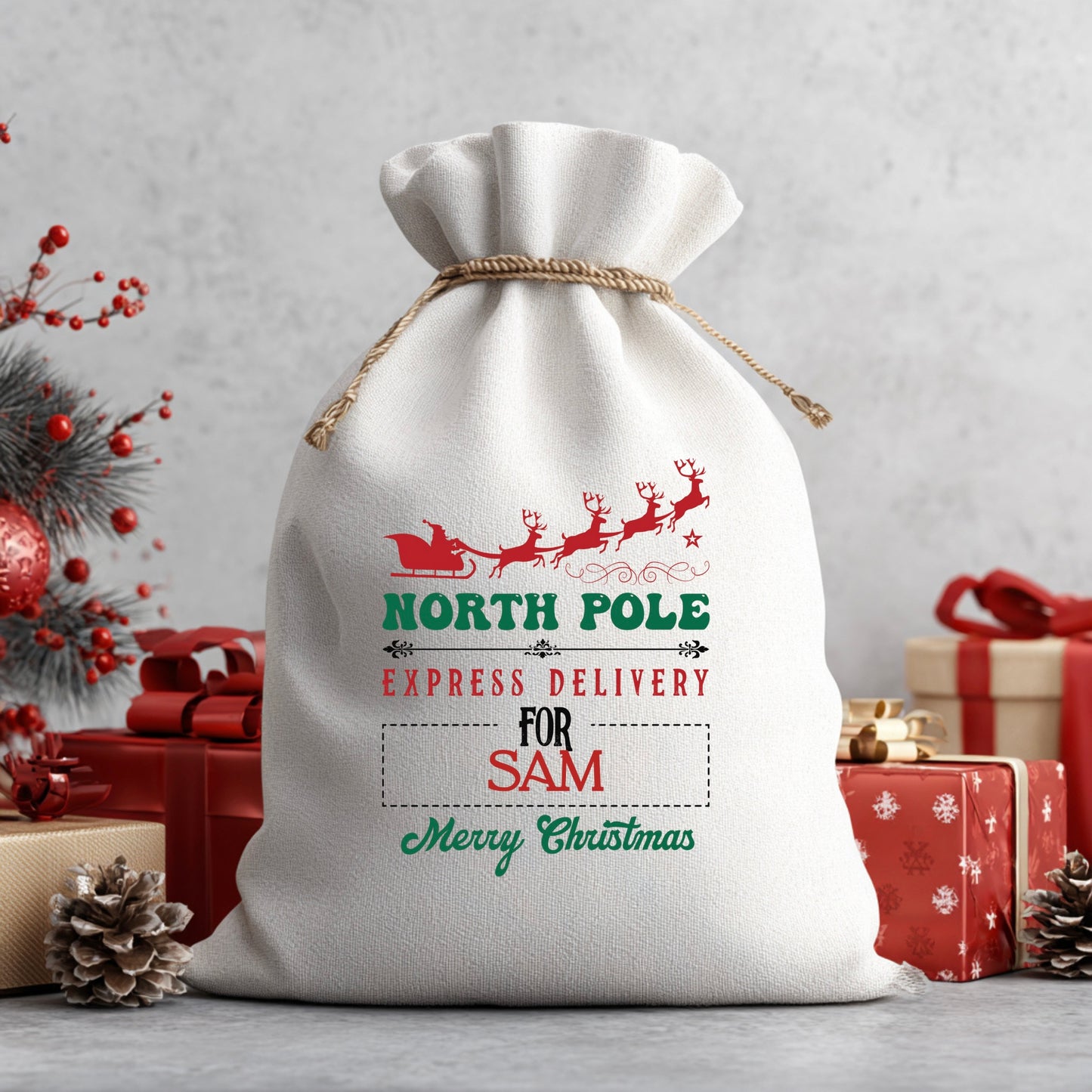 Personalised North Pole Service Santa Sack