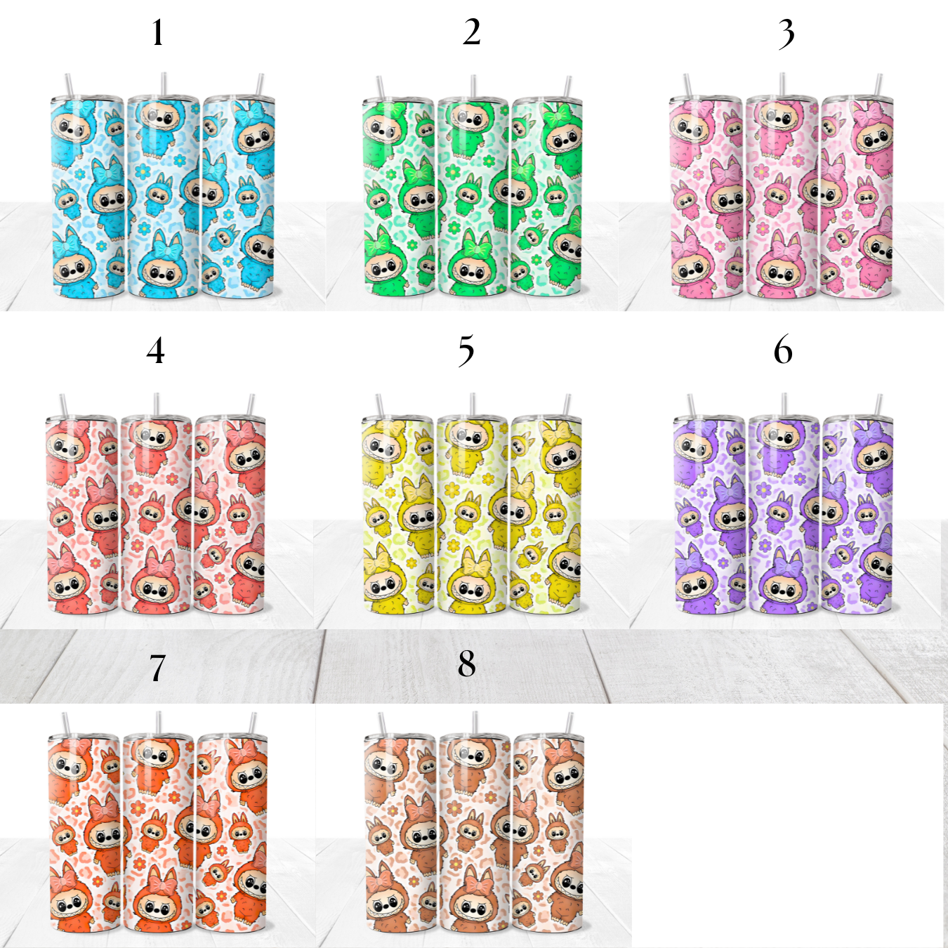 Labubu Flower Pattern 20oz Stainless Tumbler - Pre Order