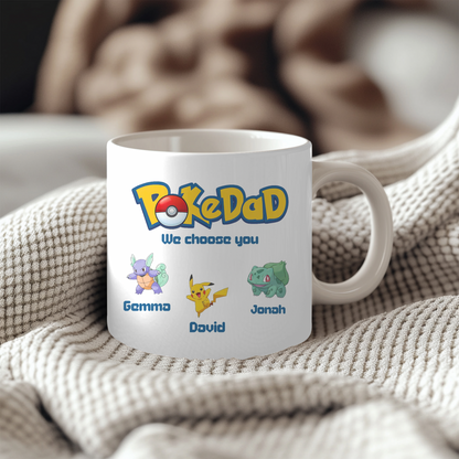 Personalised Pokedad 11oz Mug | We Choose You Pokedad Fathers Day | Gift For Dad Pokémon Inspired