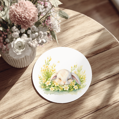 Springtime Sleepy Bunny 11oz Mug & Ceramic Coaster Set