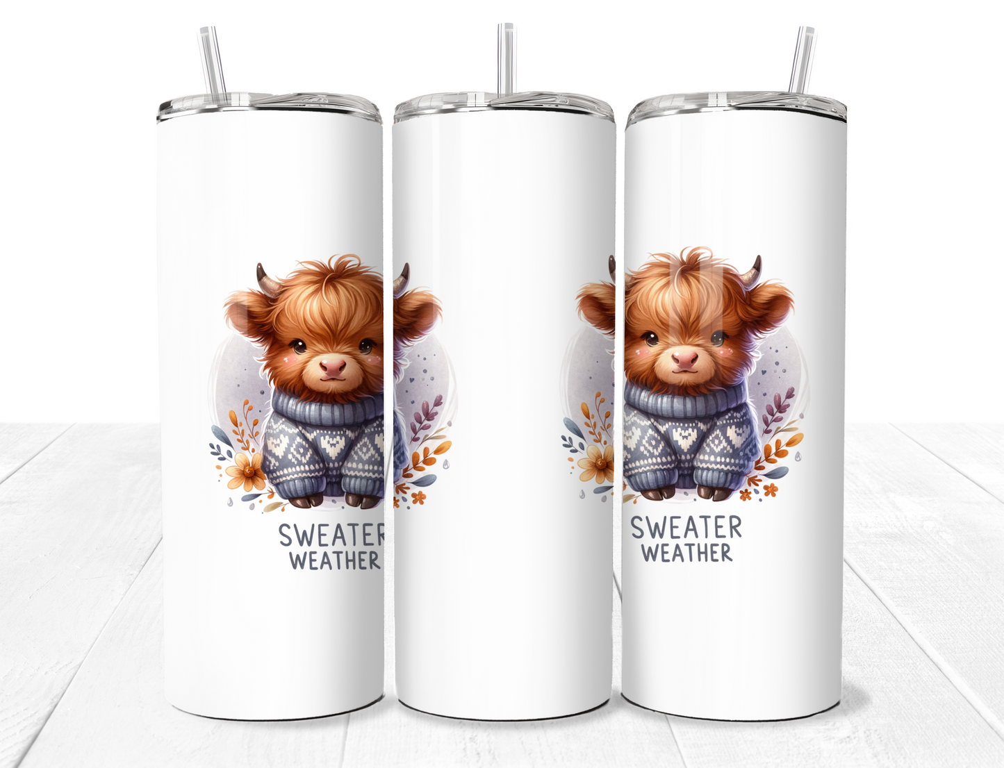 Sweater Weather Highland Cow 20oz Stainless Tumbler