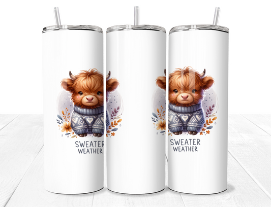 Sweater Weather Highland Cow 20oz Stainless Tumbler