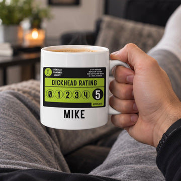 Personalised Dickhead Rating Mug | Funny Rude Gift