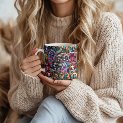 Neon Tarot Card Style Horror Puzzle 11oz Mug