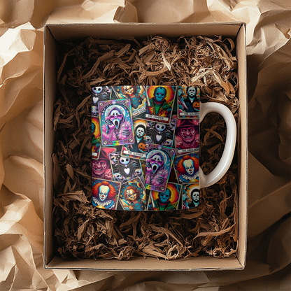 Neon Tarot Card Style Horror Puzzle 11oz Mug