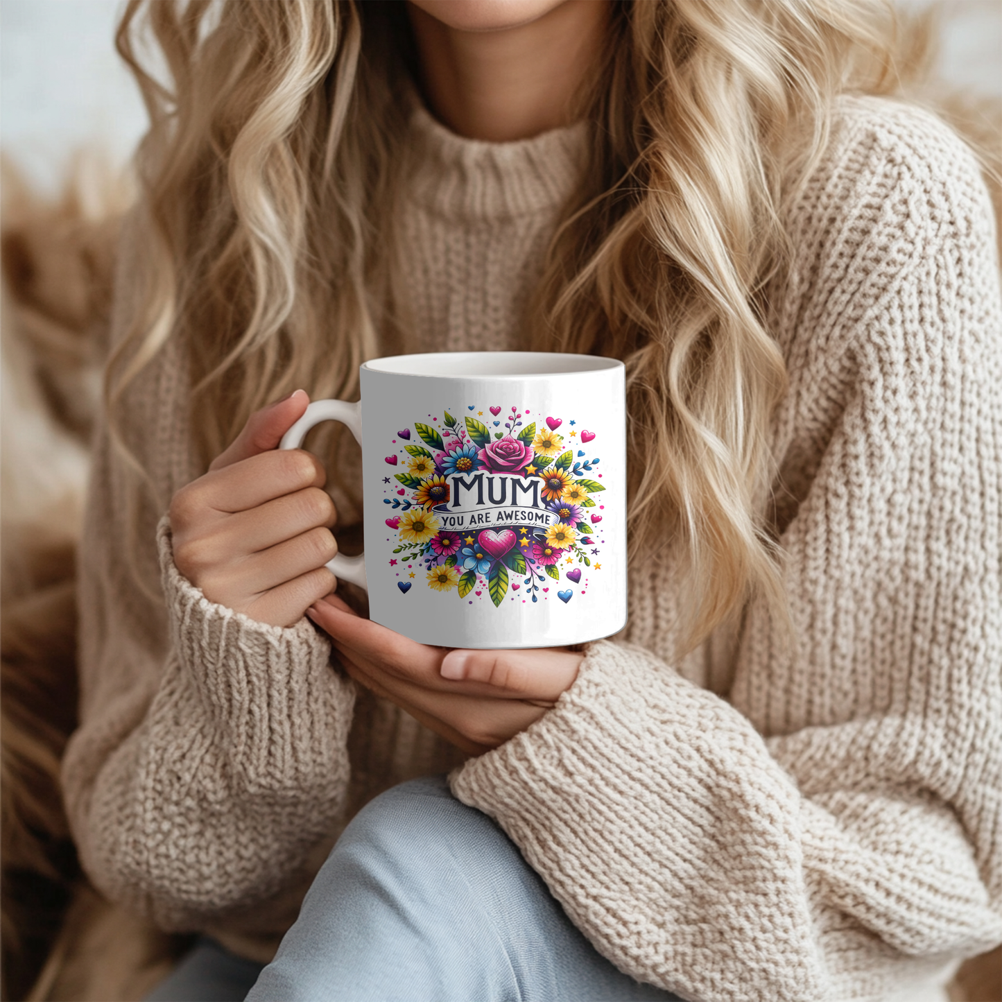 Mum You Are Awesome, Floral Coffee 11oz Mug