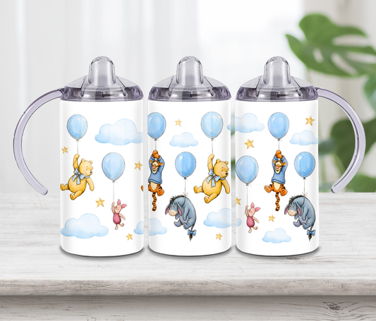Classic Winnie The Pooh & Friends Balloon Pattern 12oz 2In1 Sippy Cup