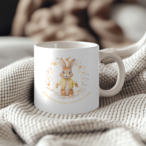 Sunshine, Blossom & Bunny Kisses Spring Yellow Design 11oz Mug