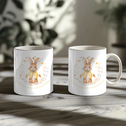 Sunshine, Blossom & Bunny Kisses Spring Yellow Design 11oz Mug