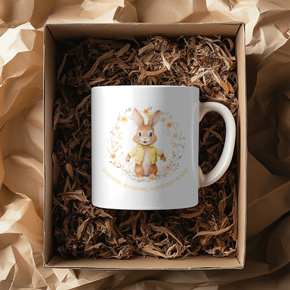 Sunshine, Blossom & Bunny Kisses Spring Yellow Design 11oz Mug